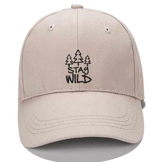 Stay Wild Trees Outdoors Camping Hiking Adventure Men Women Unisex Baseball Cap Classic Low Profile Adjustable Strapback Baseball Cap Dad-Hat