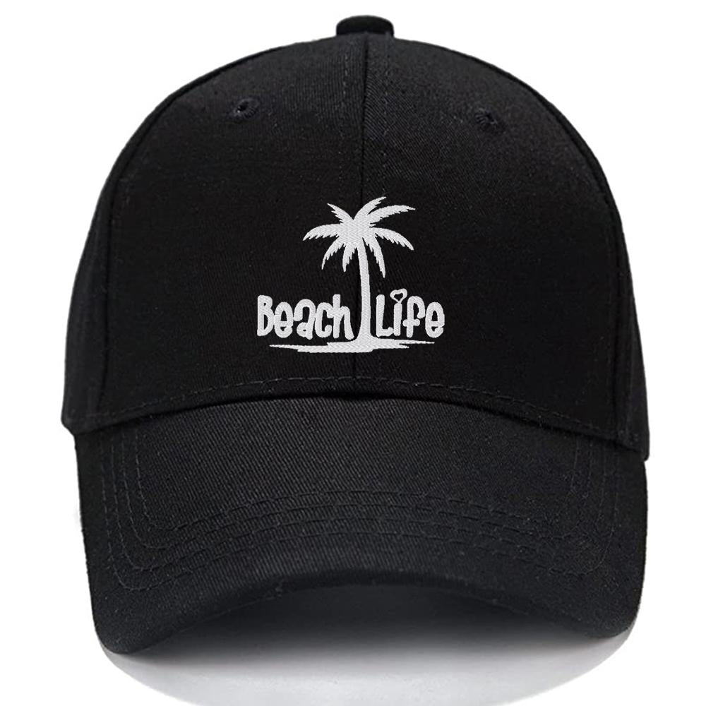 Beach Life Palm Tree Ocean Tropical Men Women Unisex Baseball Cap Classic Low Profile Adjustable Strapback Baseball Cap Dad-Hat