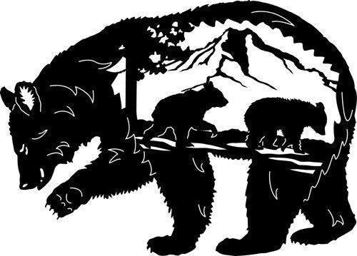 Bear Cubs Mountain scenery Vinyl Decal Sticker Car Truck Home Decor