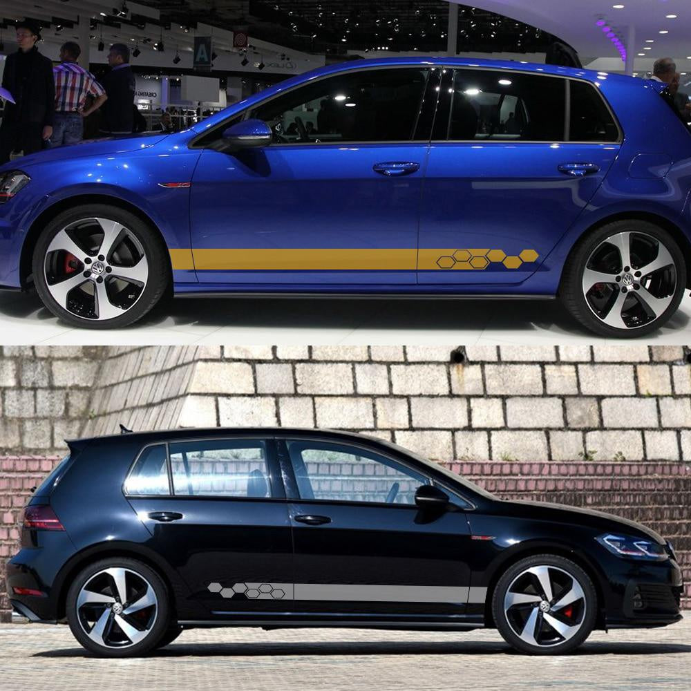 1Pair Car Stickers Door Side Skirt Vinyl Wrap Racing Decals Car Accessories