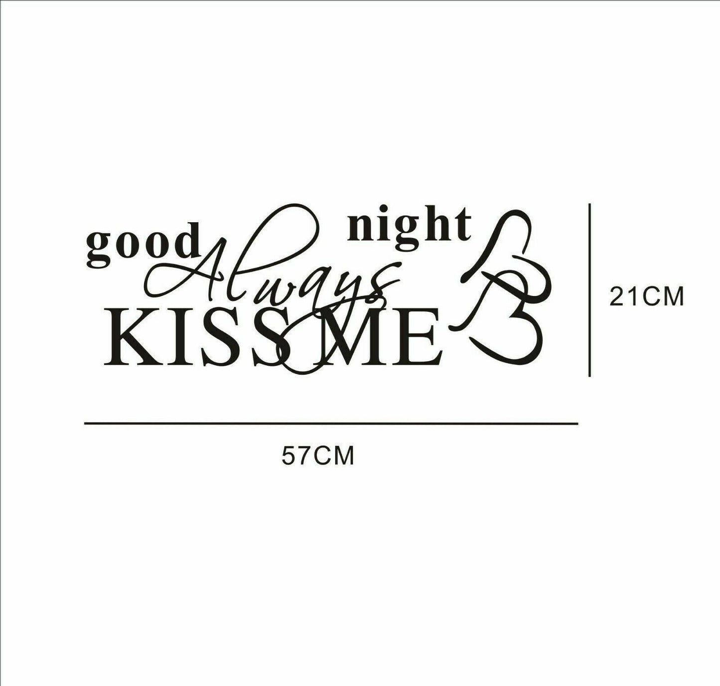 Always Kiss Me Goodnight Wall Sticker Decal for Home Living Room Bedroom Family Wall Art Decor Black
