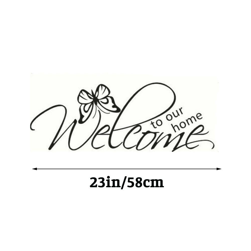 Welcome To Our Home butterfly Wall Sticker Decal for Home Living Room Bedroom Family Wall Art Decor Black