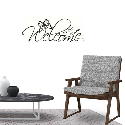 Welcome To Our Home butterfly Wall Sticker Decal for Home Living Room Bedroom Family Wall Art Decor Black