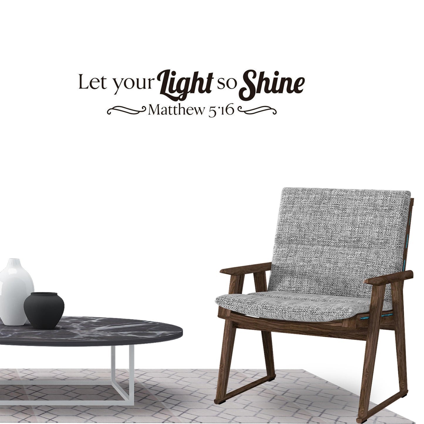 Let your light so shine Matthew 5:16 Quote Wall Sticker Decal for Home Living Room Bedroom Family Wall Art Decor Black