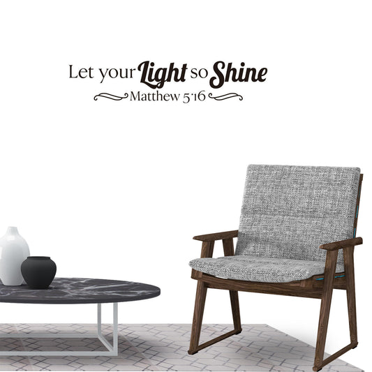 Let your light so shine Matthew 5:16 Quote Wall Sticker Decal for Home Living Room Bedroom Family Wall Art Decor Black
