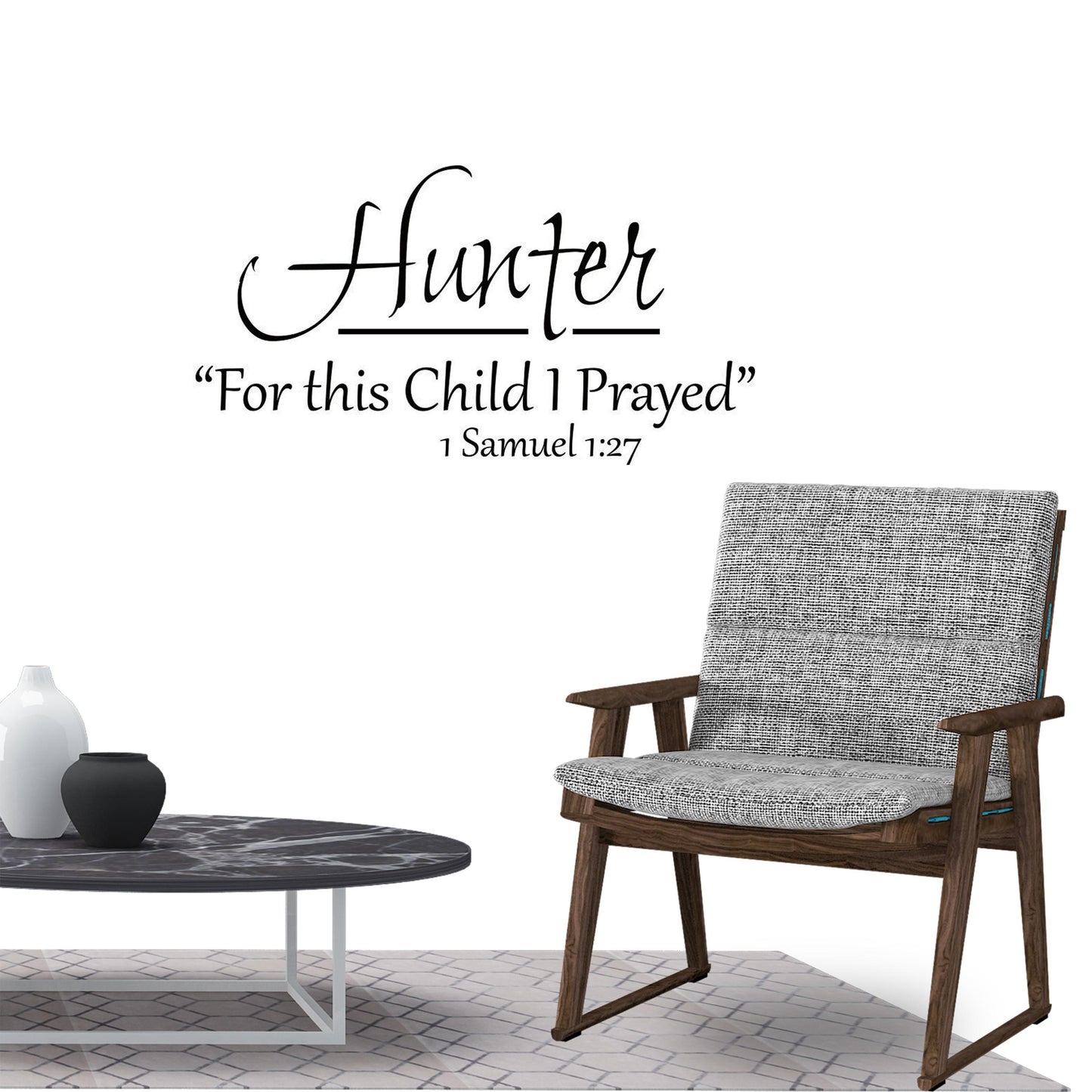 Hunter For this child I prayed. 1 Samuel 1:27 Quote Wall Sticker Decal for Home Living Room Bedroom Family Wall Art Decor Black