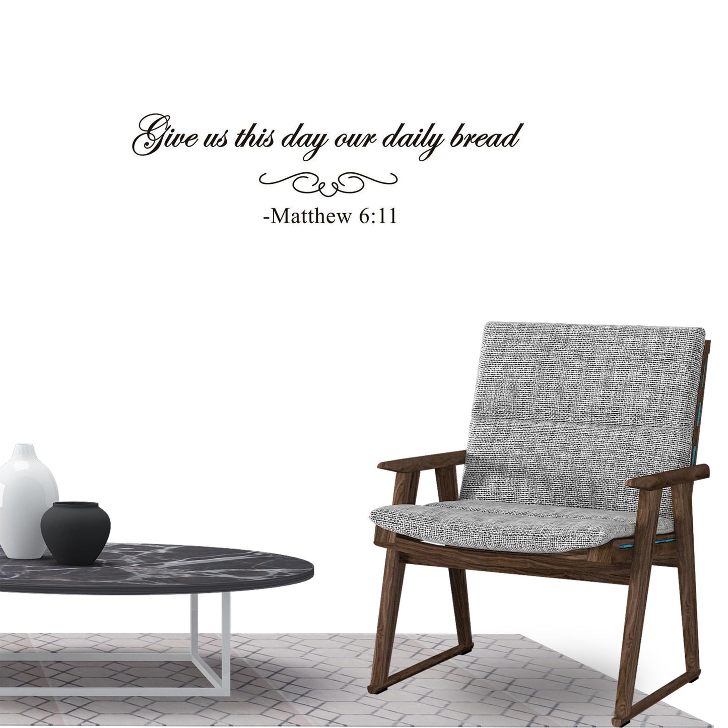 Give us this day our daily bread Matthew 6:11 Quote Wall Sticker Decal for Home Living Room Bedroom Family Wall Art Decor Black