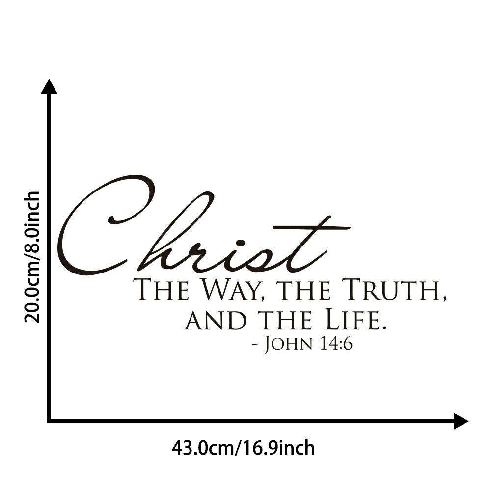 Christ the way the truth and the life John 14:6 Quote Wall Sticker Decal for Home Living Room Bedroom Family Wall Art Decor Black