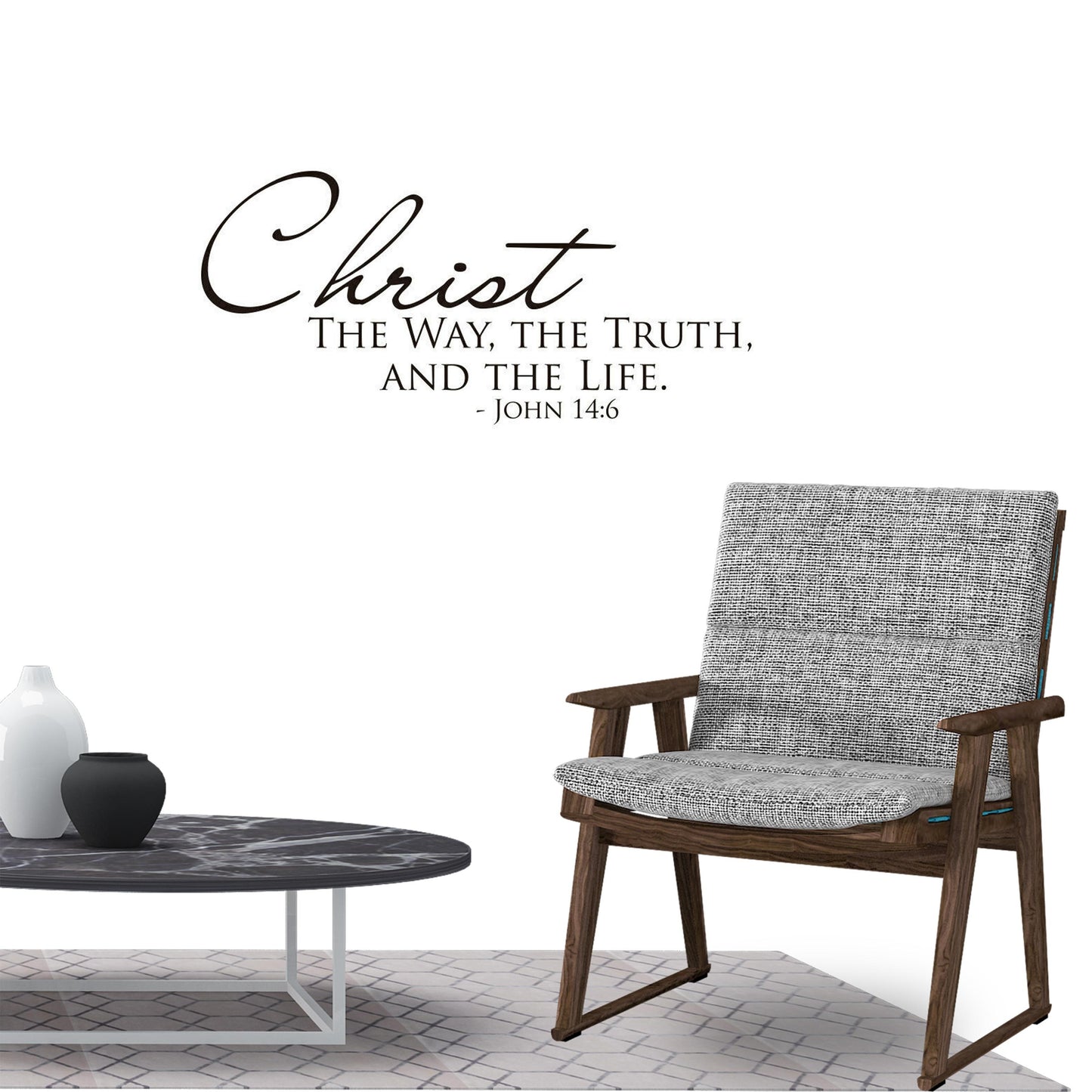 Christ the way the truth and the life John 14:6 Quote Wall Sticker Decal for Home Living Room Bedroom Family Wall Art Decor Black