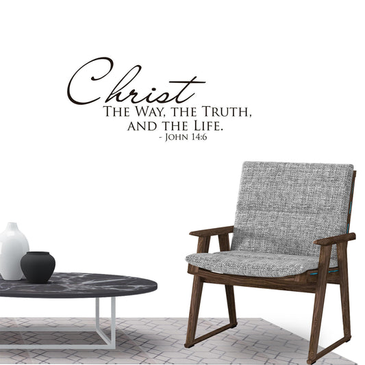 Christ the way the truth and the life John 14:6 Quote Wall Sticker Decal for Home Living Room Bedroom Family Wall Art Decor Black