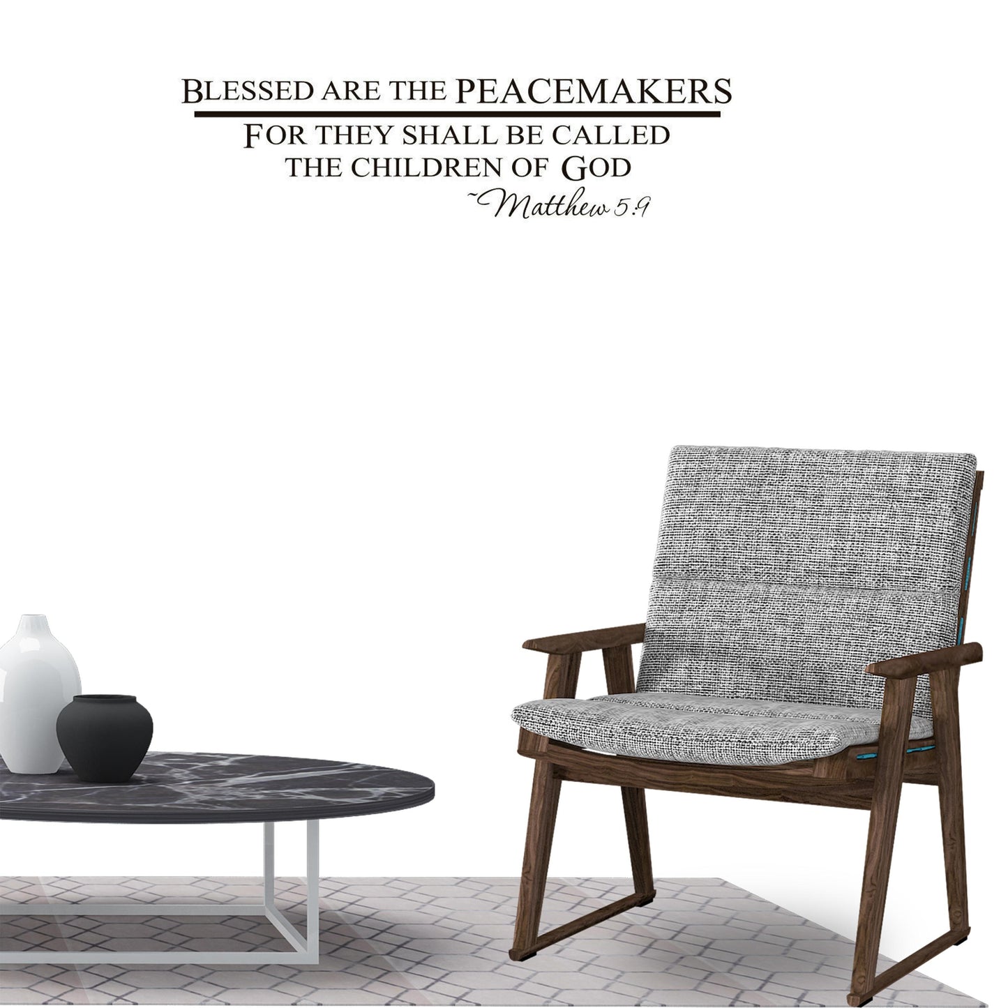 Blessed are the peacemakers for they shall be called the children of God Matthew 59 Quote Wall Sticker Decal for Home Living Room Bedroom Family Wall Art Decor Black