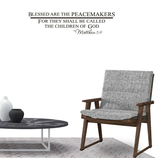 Blessed are the peacemakers for they shall be called the children of God Matthew 59 Quote Wall Sticker Decal for Home Living Room Bedroom Family Wall Art Decor Black