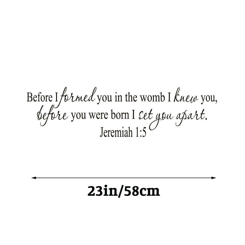 Before I formed you in the womb i knew you before you were born I set you apart Jeremiah 1:5 Quote Wall Sticker Decal for Home Living Room Bedroom Family Wall Art Decor Black