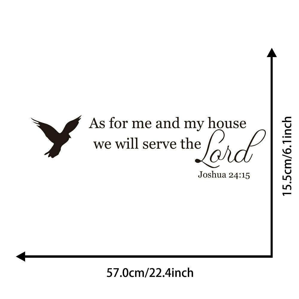 As for me and my house we will serve the Lord Joshua 24:15 Quote Wall Sticker Decal for Home Living Room Bedroom Family Wall Art Decor Black