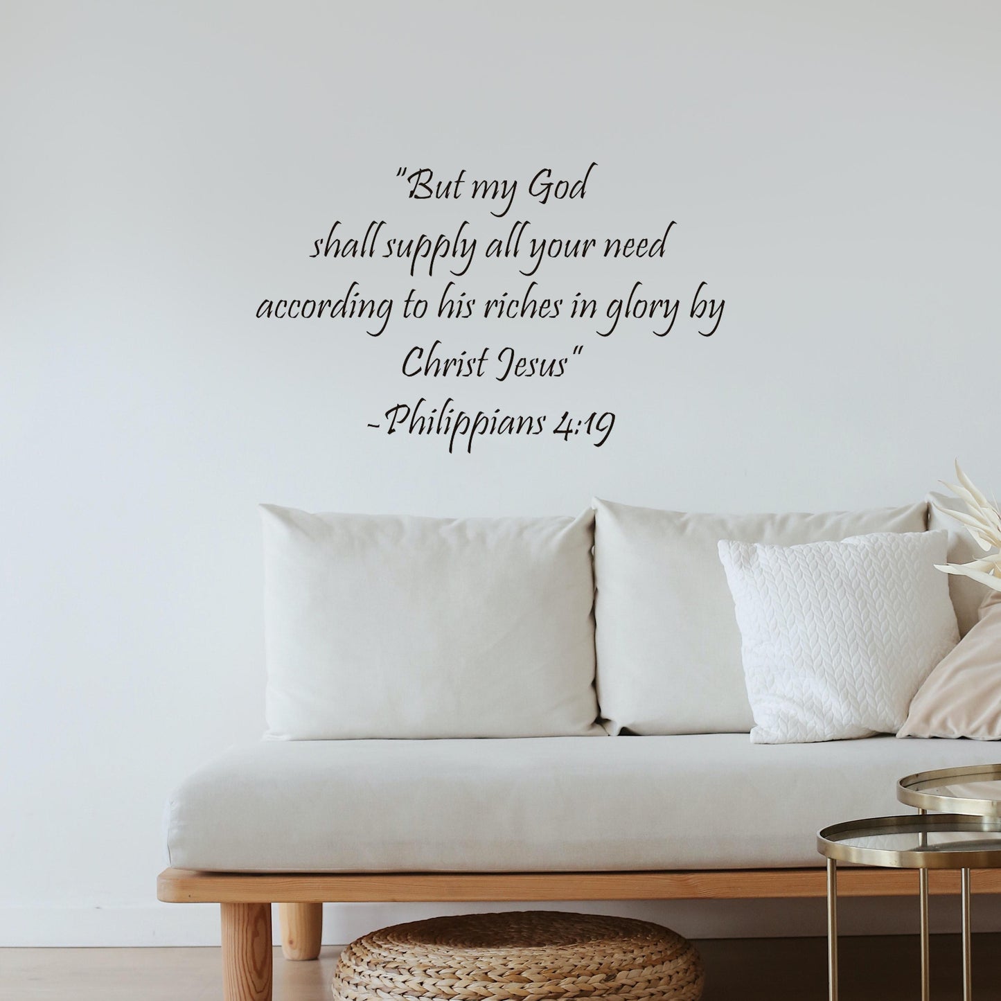 But my God shall supply all you need Philippians 4:19 Quote Wall Sticker Decal for Home Living Room Bedroom Family Wall Art Decor Black