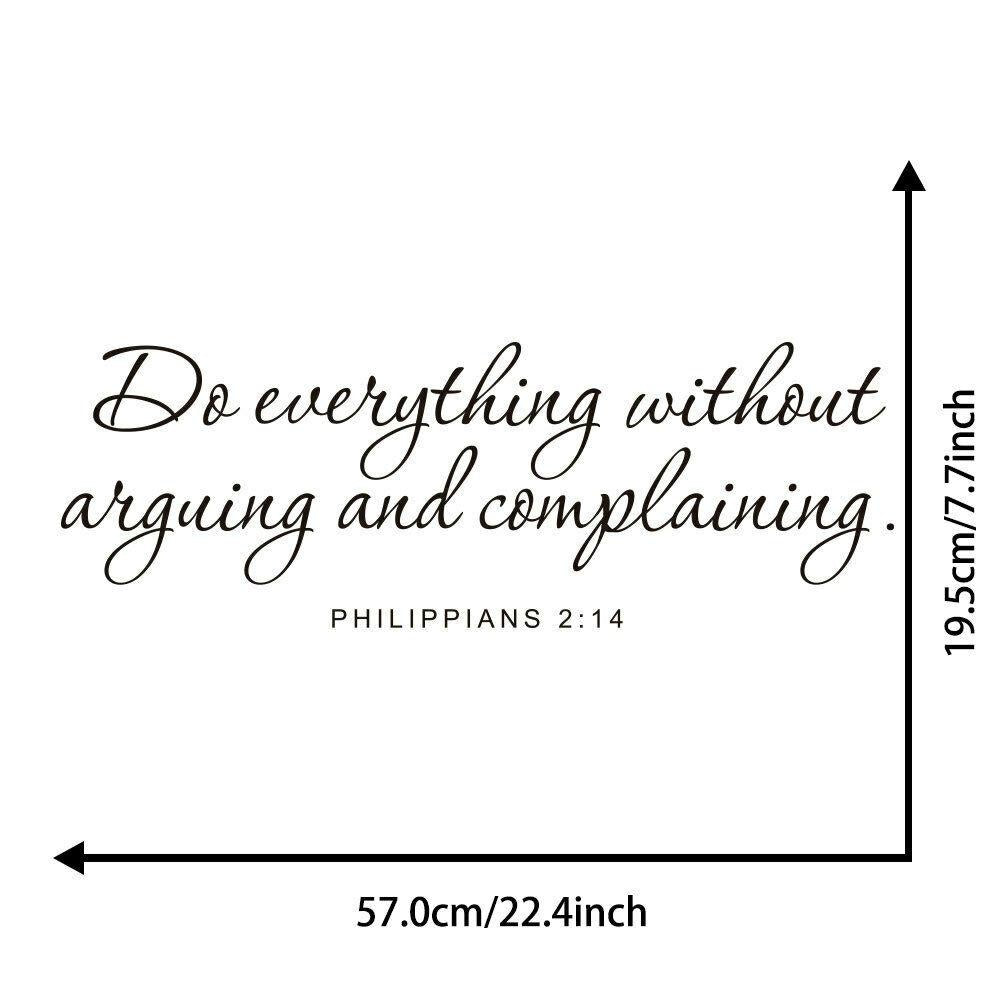 Do everything without arguing complaining Philippians 2:16 Quote Wall Sticker Decal for Home Living Room Bedroom Family Wall Art Decor Black