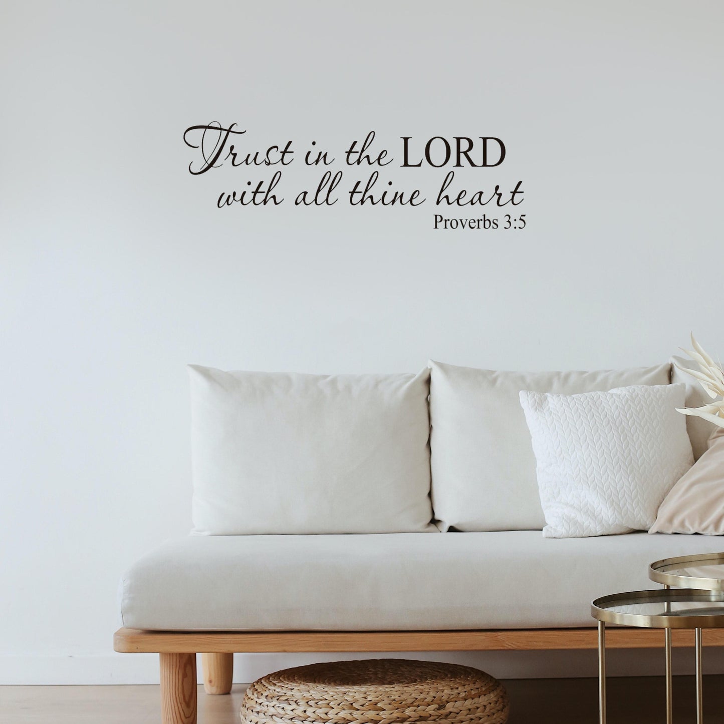 Trust in the Lord with all thine heart Proverbs 3:5 Quote Wall Sticker Decal for Home Living Room Bedroom Family Wall Art Decor Black
