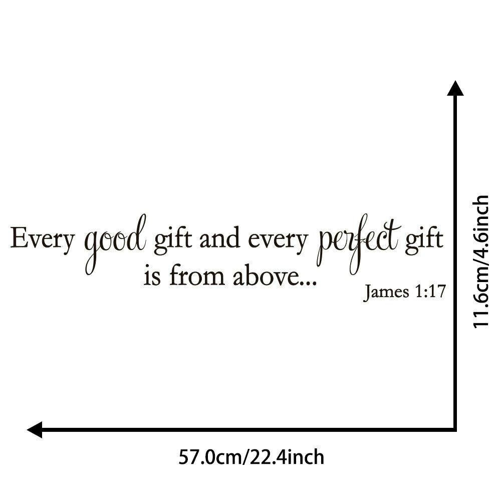 Every good gift and perfect gift from above James 1:17 Quote Wall Sticker Decal for Home Living Room Bedroom Family Wall Art Decor Black