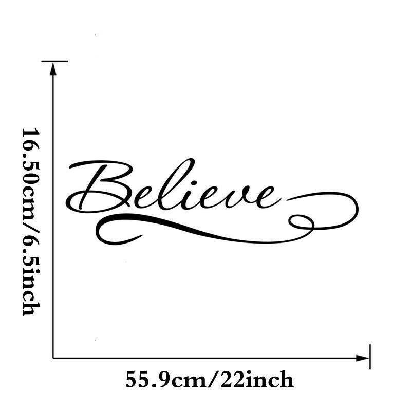 Believe Wall Sticker Decal for Home Living Room Bedroom Family Wall Art Decor Black