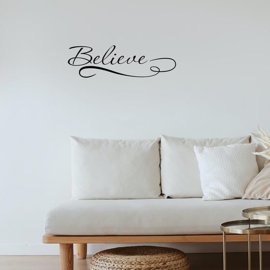 Believe Wall Sticker Decal for Home Living Room Bedroom Family Wall Art Decor Black