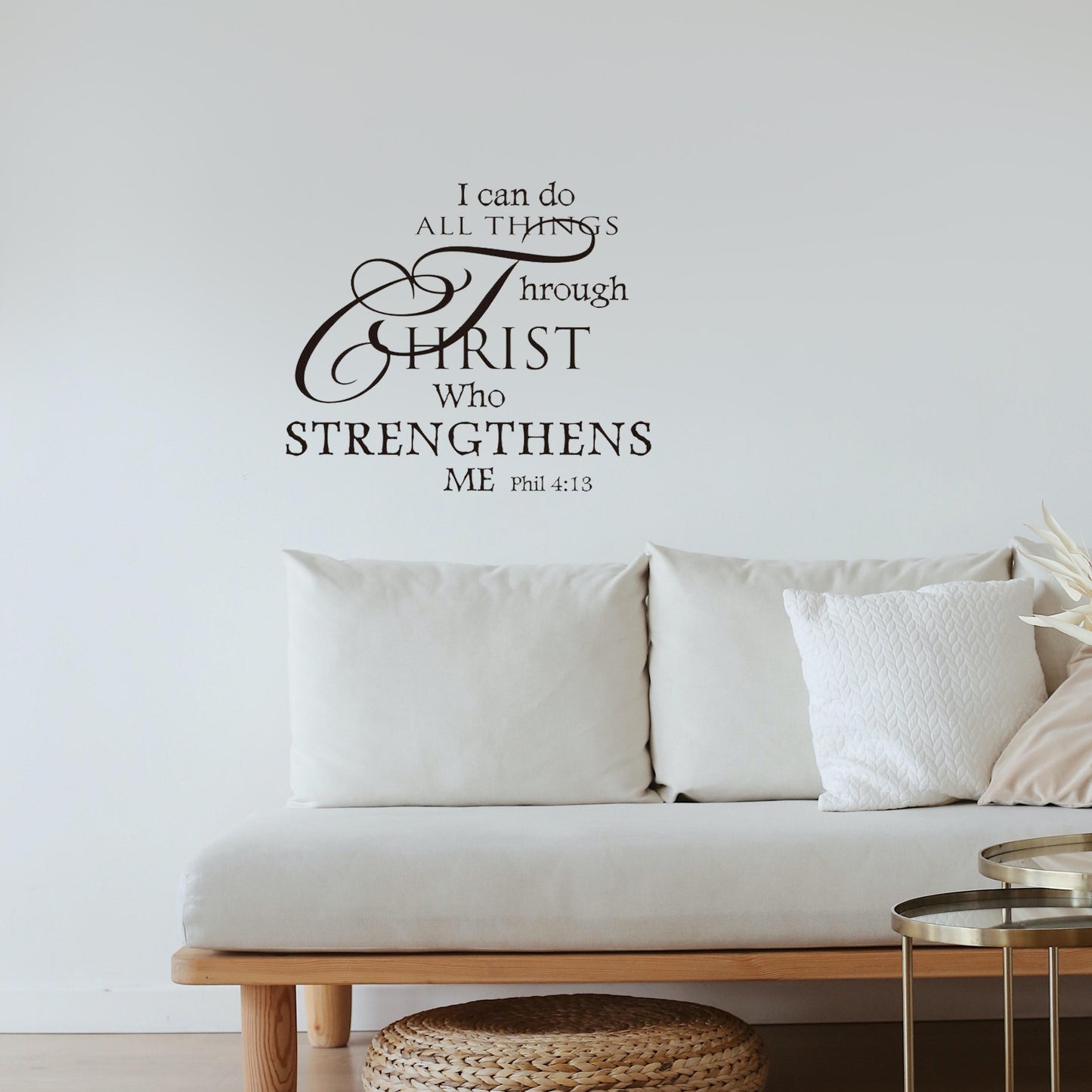 I can do all things through Christ Philippians 4:13 Quote Wall Sticker Decal for Home Living Room Bedroom Family Wall Art Decor Black