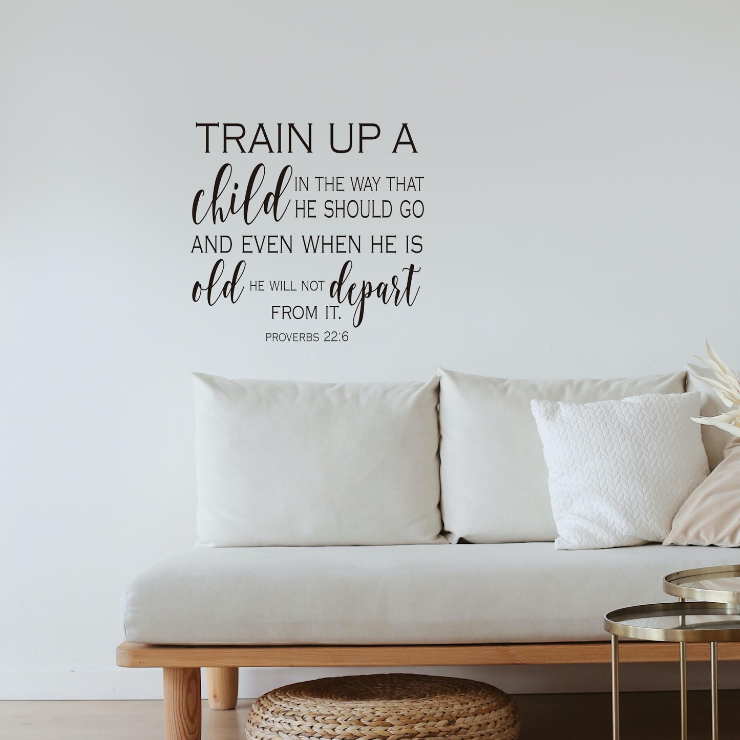 Train up a child in the way that he should go and even when he is old Quote Wall Sticker Decal for Home Living Room Bedroom Family Wall Art Decor Black