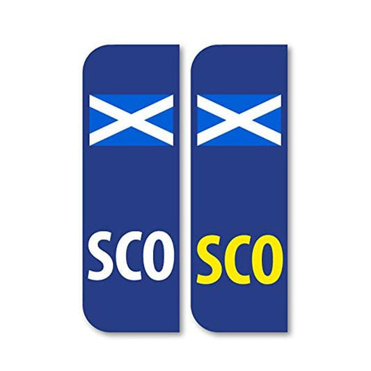 Pack of 2  SCO Scottish Saltire Registration  Car Number Plate Funny Vinyl Sticker Decal for Car Truck Window Bumper