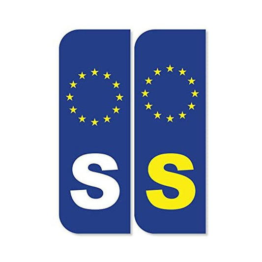 Pack of 2  S Sweden Euro Car Number Plate Funny Vinyl Sticker Decal for Car Truck Window Bumper