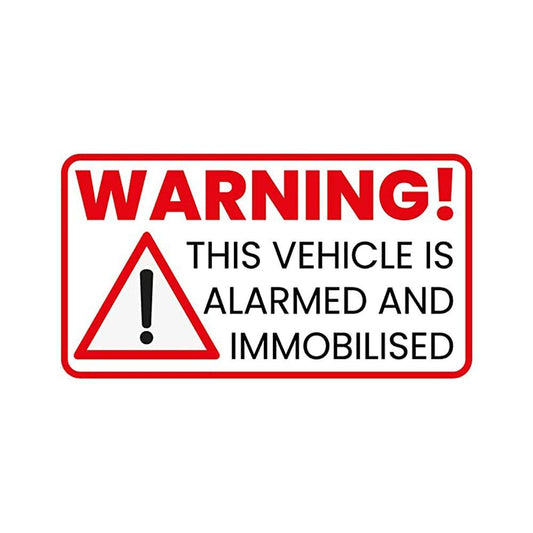 4PCs Warning This Vehicle Is Alarmed And Immobilised Funny Vinyl Sticker Decal for Car Truck Window Bumper