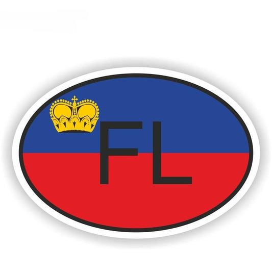 15.5CM*10.5CM Funny FL LIECHTENSTEIN COUNTRY CODE Country Code Oval Decal Car Sticker 6-0937