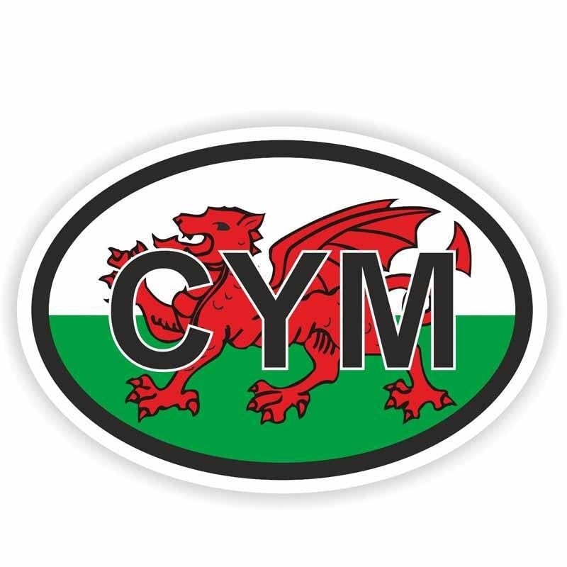 10.1CM*6.7CM Creative Country Code Wales CYM Oval Decal  Car Sticker 6-0238
