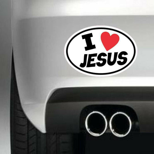 Oval I Love Jesus Vinyl Sticker Decal for Car Truck Window Bumper