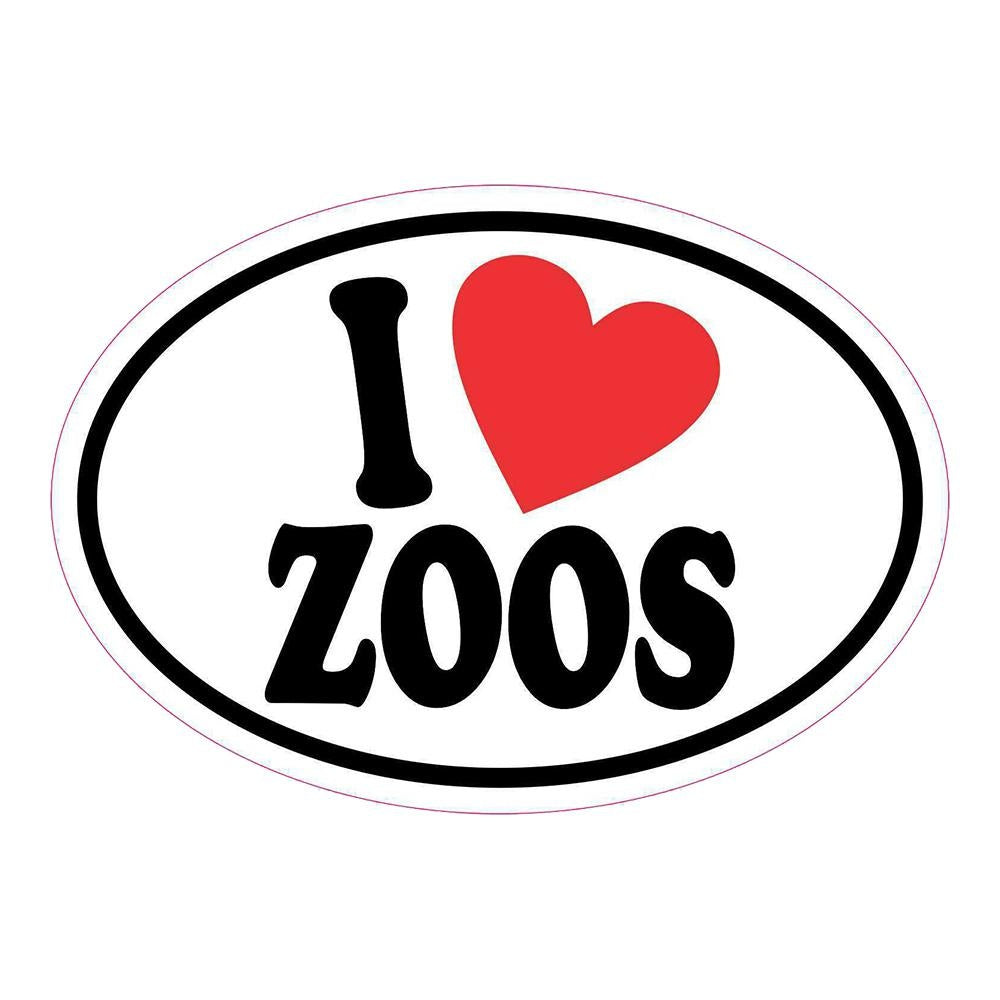 Oval I Love Zoos Vinyl Sticker Decal for Car Truck Window Bumper