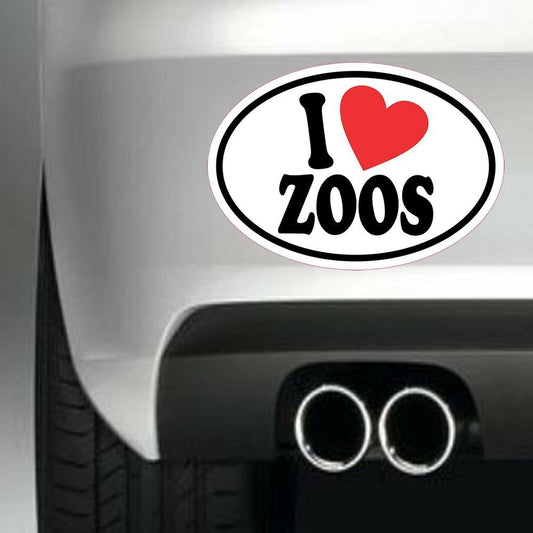 Oval I Love Zoos Vinyl Sticker Decal for Car Truck Window Bumper