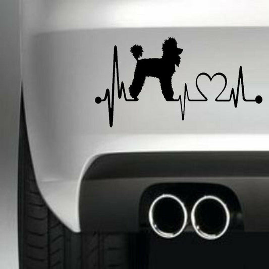 Poodle Heartbeat Funny Vinyl Sticker Decal for Car Truck Window Bumper Black