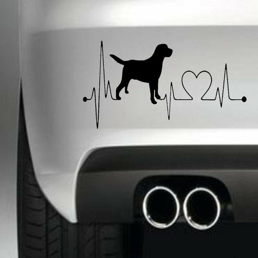 Labrador Heartbeat Funny Vinyl Sticker Decal for Car Truck Window Bumper Black