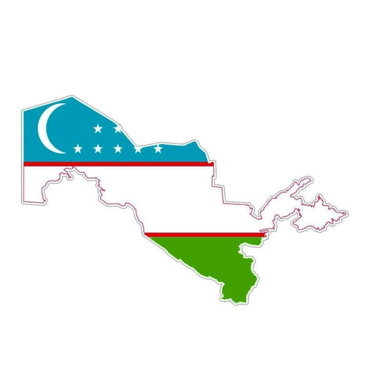 14.4CM*9.2CM Uzbekistan Decorate Flag Map Decal Windows  Helmet Car Sticker 6-1202