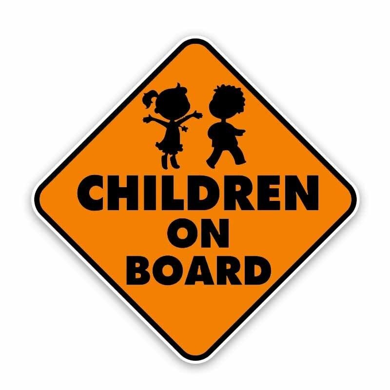 14.7CM*14.7CM CHILDREN ON BOARD Car Sticker Boys And Girls Warning  Decal  12-40308
