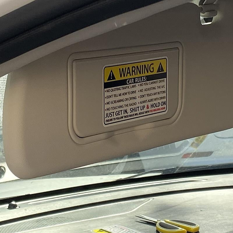 Car Safety Warning Rules Decal  Car Sticker 12-0585