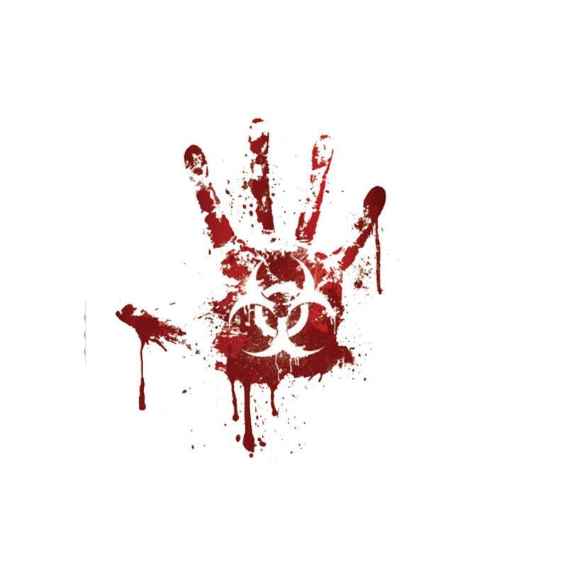 12.2CM*15CM Bloody Handprint Biohazard Zombie Car Sticker Funny Decal  12-0707