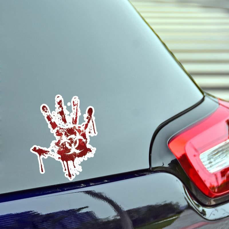 12.2CM*15CM Bloody Handprint Biohazard Zombie Car Sticker Funny Decal  12-0707