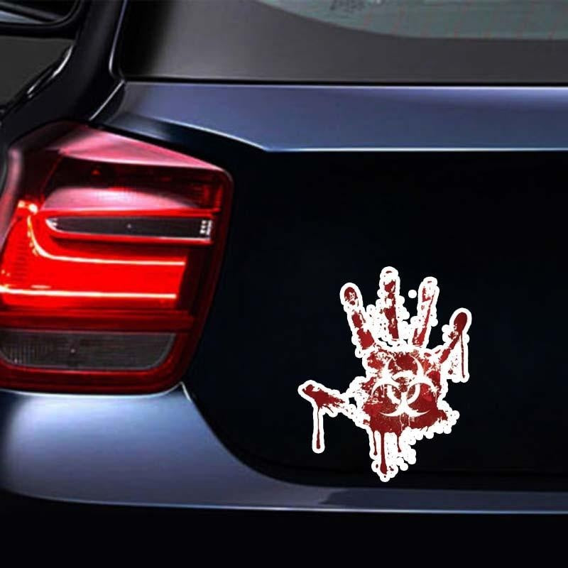 12.2CM*15CM Bloody Handprint Biohazard Zombie Car Sticker Funny Decal  12-0707