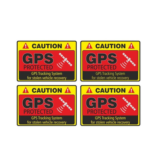 4X 7.3CM*4.8CM Warning Car Sticker Caution GPS Tracking  System Protected Decal  12-0913