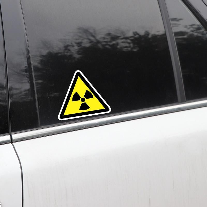 14.4CM*12.5CM Danger Radiation Risk Car Sticker  Warning Decal 12-1376