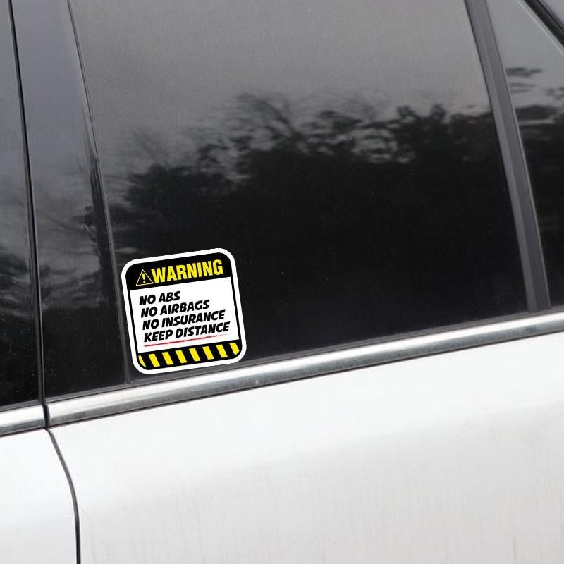 2X 8.5CM*8.5CM Danger Car Sticker Warning NO ABS  AIRBAGS  INSURANCE KEEP DISTANCE Decal 12-1037