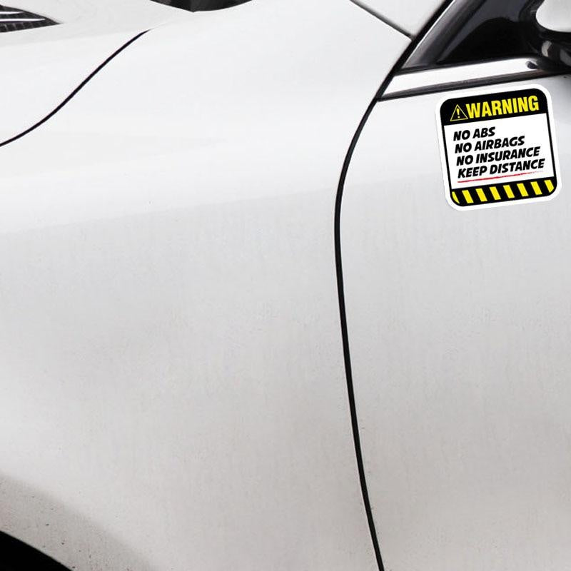 2X 8.5CM*8.5CM Danger Car Sticker Warning NO ABS  AIRBAGS  INSURANCE KEEP DISTANCE Decal 12-1037