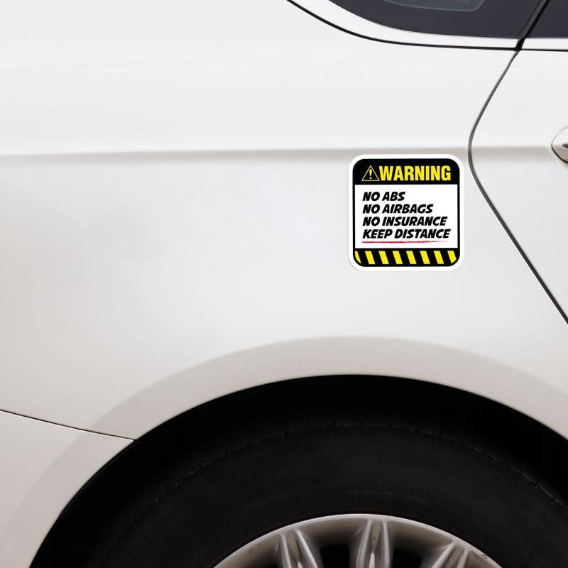 2X 8.5CM*8.5CM Danger Car Sticker Warning NO ABS  AIRBAGS  INSURANCE KEEP DISTANCE Decal 12-1037