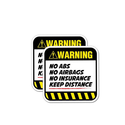 2X 8.5CM*8.5CM Danger Car Sticker Warning NO ABS  AIRBAGS  INSURANCE KEEP DISTANCE Decal 12-1037
