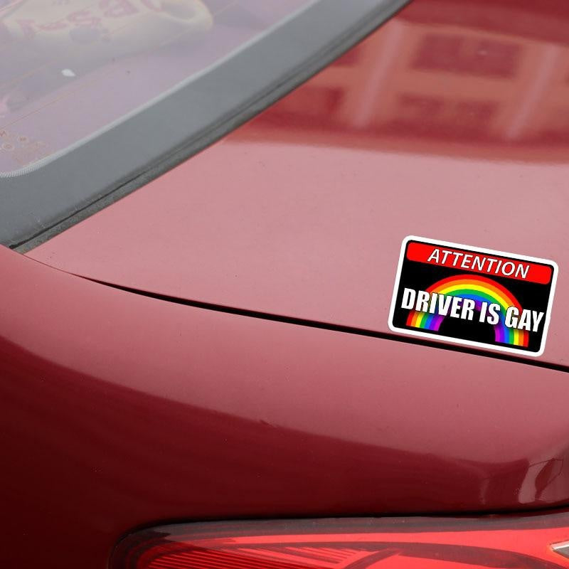 2X 11.4CM*6.7CM Creative Car Driver Is Gay  Decal Stickers 12-0304