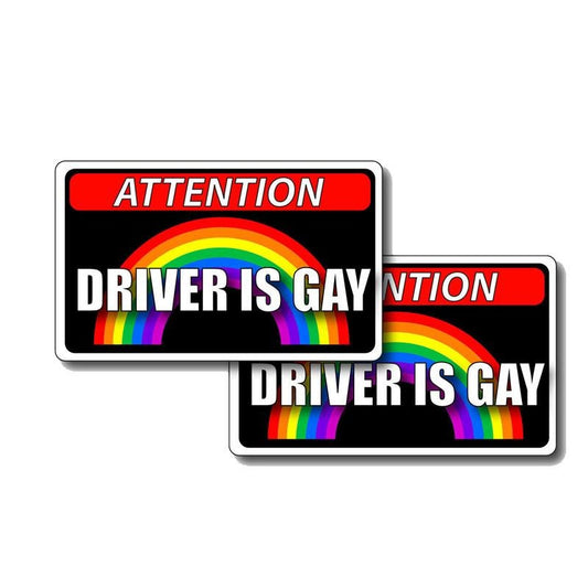2X 11.4CM*6.7CM Creative Car Driver Is Gay  Decal Stickers 12-0304